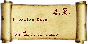 Lukovics Réka névjegykártya
